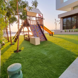 Artificial grass installed on kids play area